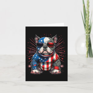 4th Of July Patriotic American Bully Dog Us Flag Card