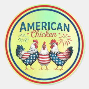 4th of July Patriotic American Chicken-62987 Classic Round Sticker