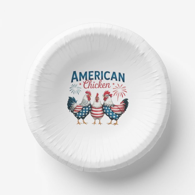 4th of July Patriotic American Chicken-62987 Paper Plate (Front)