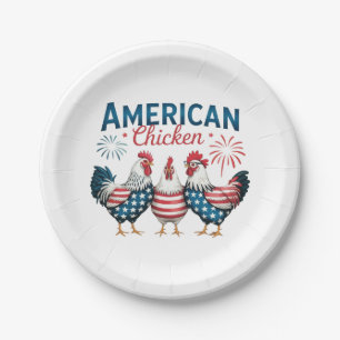 4th of July Patriotic American Chicken-62987 Paper Plate