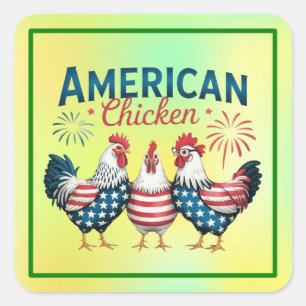 4th of July Patriotic American Chicken-62987 Square Sticker