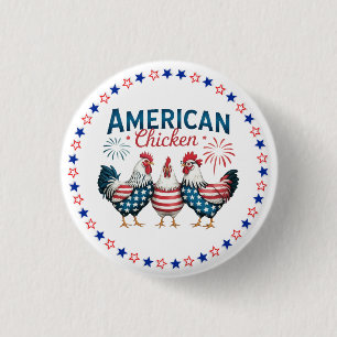 4th of July Patriotic American Chicken Design 3 Cm Round Badge