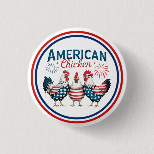 4th of July Patriotic American Chicken Design 3 Cm Round Badge