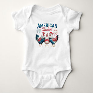 4th of July Patriotic American Chicken Design Baby Bodysuit