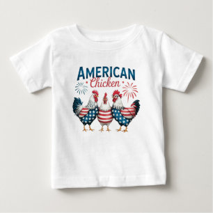 4th of July Patriotic American Chicken Design Baby T-Shirt