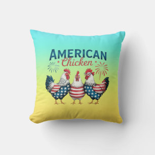 4th of July Patriotic American Chicken Design Cushion