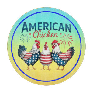 4th of July Patriotic American Chicken Design Cutting Board