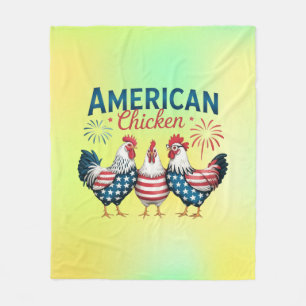 4th of July Patriotic American Chicken Design Fleece Blanket