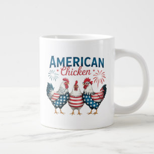 4th of July Patriotic American Chicken Design Large Coffee Mug
