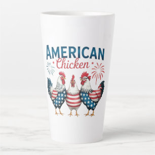 4th of July Patriotic American Chicken Design Latte Mug