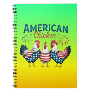 4th of July Patriotic American Chicken Design Notebook