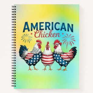 4th of July Patriotic American Chicken Design Notebook