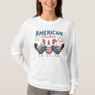 4th of July Patriotic American Chicken Design T-Shirt