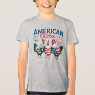 4th of July Patriotic American Chicken Design Tri-Blend Shirt