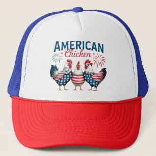 4th of July Patriotic American Chicken Design Trucker Hat