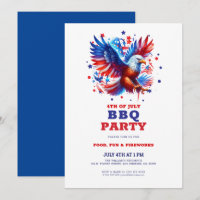 4th of July Patriotic American Eagle BBQ Invite