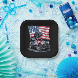 4th of July Patriotic American Flag Eagle USA  Paper Plate
