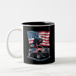4th of July Patriotic American Flag Eagle USA  Two-Tone Coffee Mug