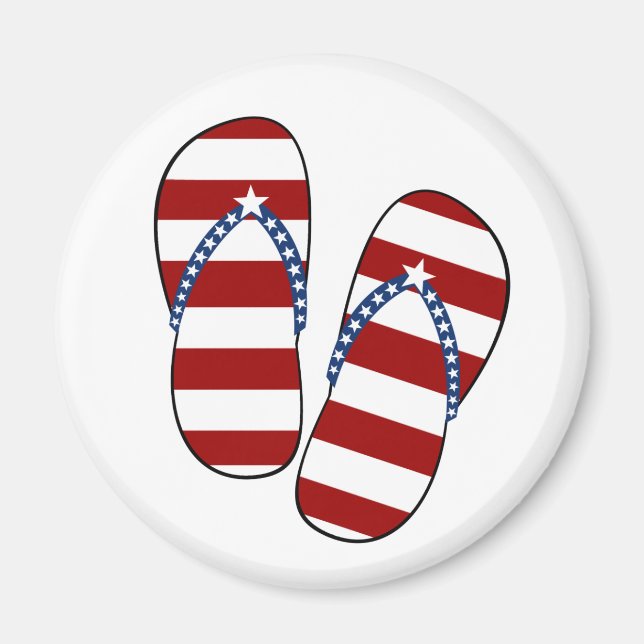4th of July Patriotic American Flag Flip Flops Magnet (Front)