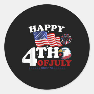 4th Of July Patriotic, American Independence Day, Classic Round Sticker