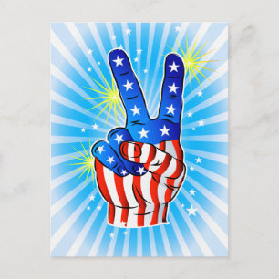 4th of July - Patriotic American-Victory & Peace Postcard