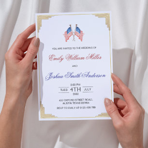4th of July Patriotic American Wedding Invitation