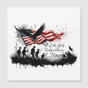 4th of July Patriotic Art with Flag & Soldiers
