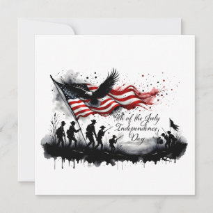 4th of July Patriotic Art with Flag & Soldiers