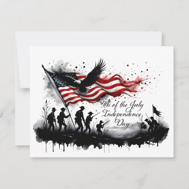 4th of July Patriotic Art with Flag & Soldiers (Front)