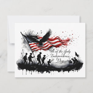 4th of July Patriotic Art with Flag & Soldiers