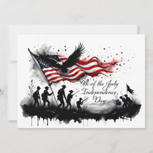 4th of July Patriotic Art with Flag & Soldiers