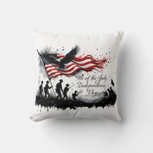 4th of July Patriotic Art with Flag & Soldiers Cushion