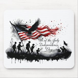 4th of July Patriotic Art with Flag & Soldiers Mouse Mat