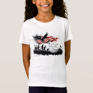 4th of July Patriotic Art with Flag & Soldiers T-Shirt
