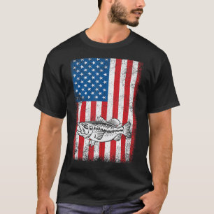 4th Of July Patriotic Bass Fishing American Flag P T-Shirt