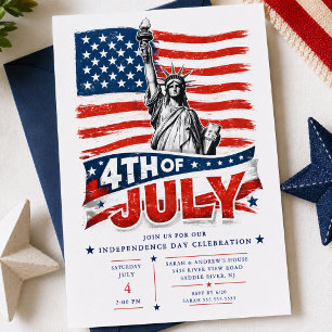  4th of July Patriotic BBQ Invitati Invitation