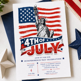 4th of July Patriotic BBQ Invitati Invitation