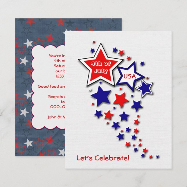 4th of July Patriotic BBQ Party Invitation (Front/Back)