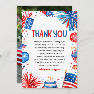4th Of July Patriotic Birthday Thank You Card