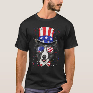 4th of July Patriotic Border Collie American USA F T-Shirt