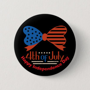 "4th of July" Patriotic Bow Design Custom 6 Cm Round Badge