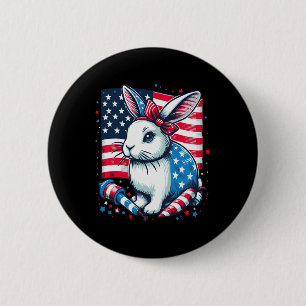 4th Of July Patriotic Bunny Usa American Flag Rabb 6 Cm Round Badge