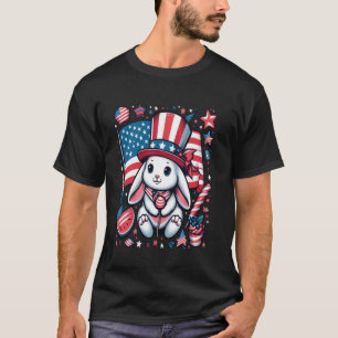 4th Of July Patriotic Bunny USA American Flag Rabb T-Shirt