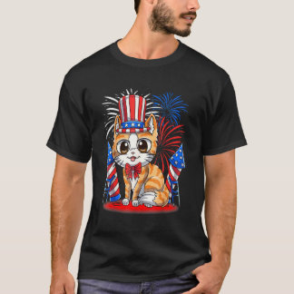 4th Of July Patriotic Cat  American Flag Meowica C T-Shirt