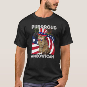 4th Of July Patriotic Cat Fireworks With Usa Flag T-Shirt