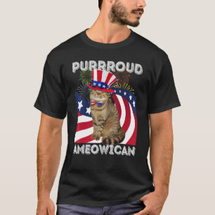 4th Of July Patriotic Cat Fireworks With Usa Flag T-Shirt
