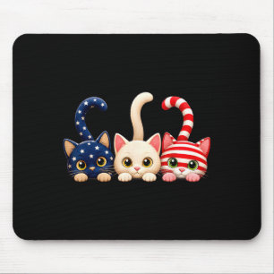 4th Of July Patriotic Cat Usa Aamerican Flag Mouse Mat