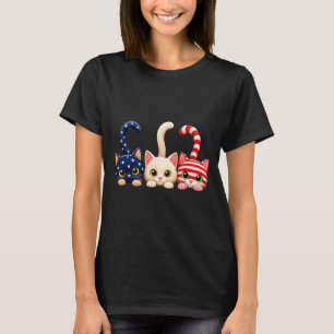 4th Of July Patriotic Cat Usa Aamerican Flag T-Shirt