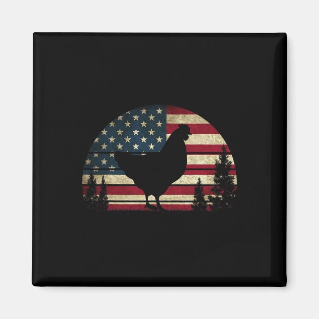 4th Of July Patriotic Chicken American Usa Flag Ch Magnet (Front)