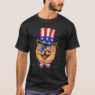 4th of July Patriotic Chow Chow American USA Flag T-Shirt